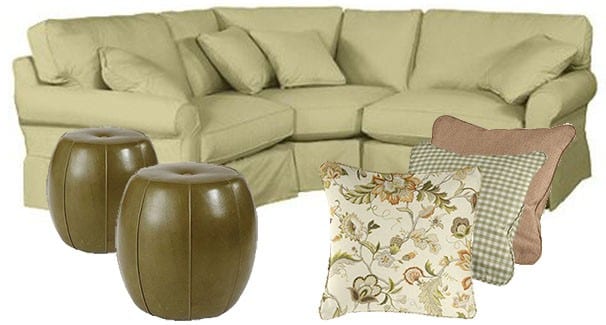 Baldwin Wedge Sectional slip covered in Celery Twill