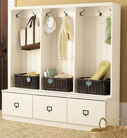 Beadboard Entry Cabinets White