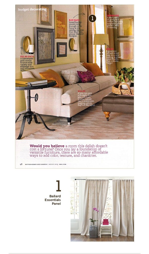 Ballard Designs in Better Homes and Gardens, August 2013