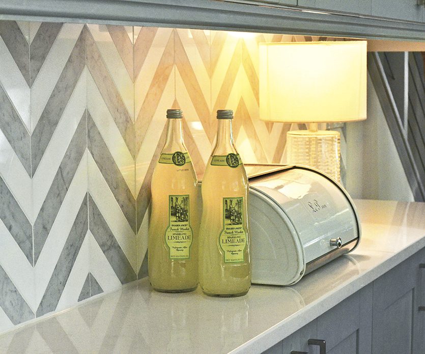 Chevron backsplash in Karen Mooney's kitchen