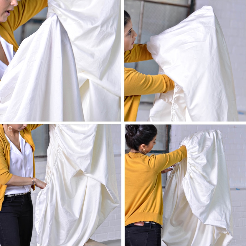 Steps for folding a fitted sheet 