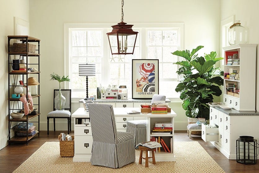 Office accented with stripes