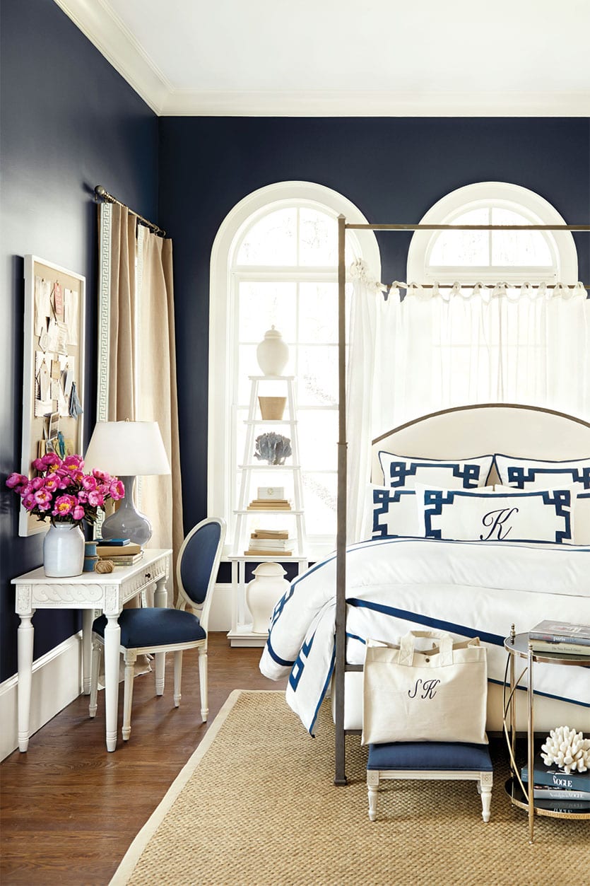 Bedroom designed by Suzanne Kasler for her Summer 2014 collection