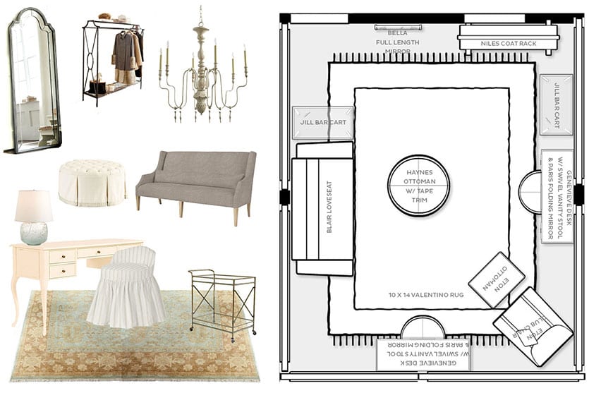 Design plan for Ballard Designs Bridal Suite