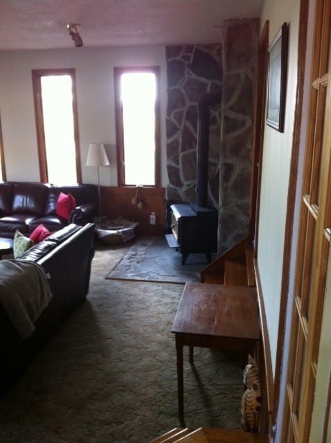 view of wood stove