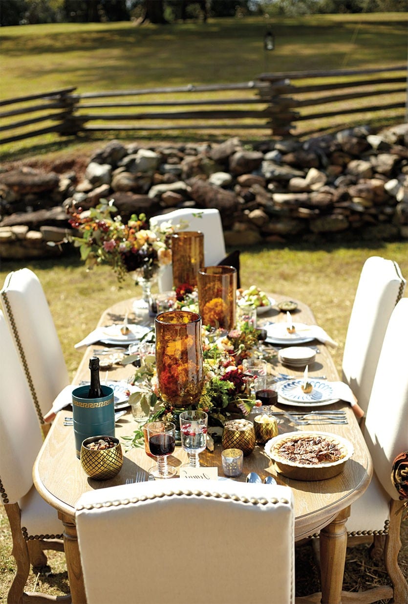 A Thanksgiving table setting designed by Mandy Kellogg Rye