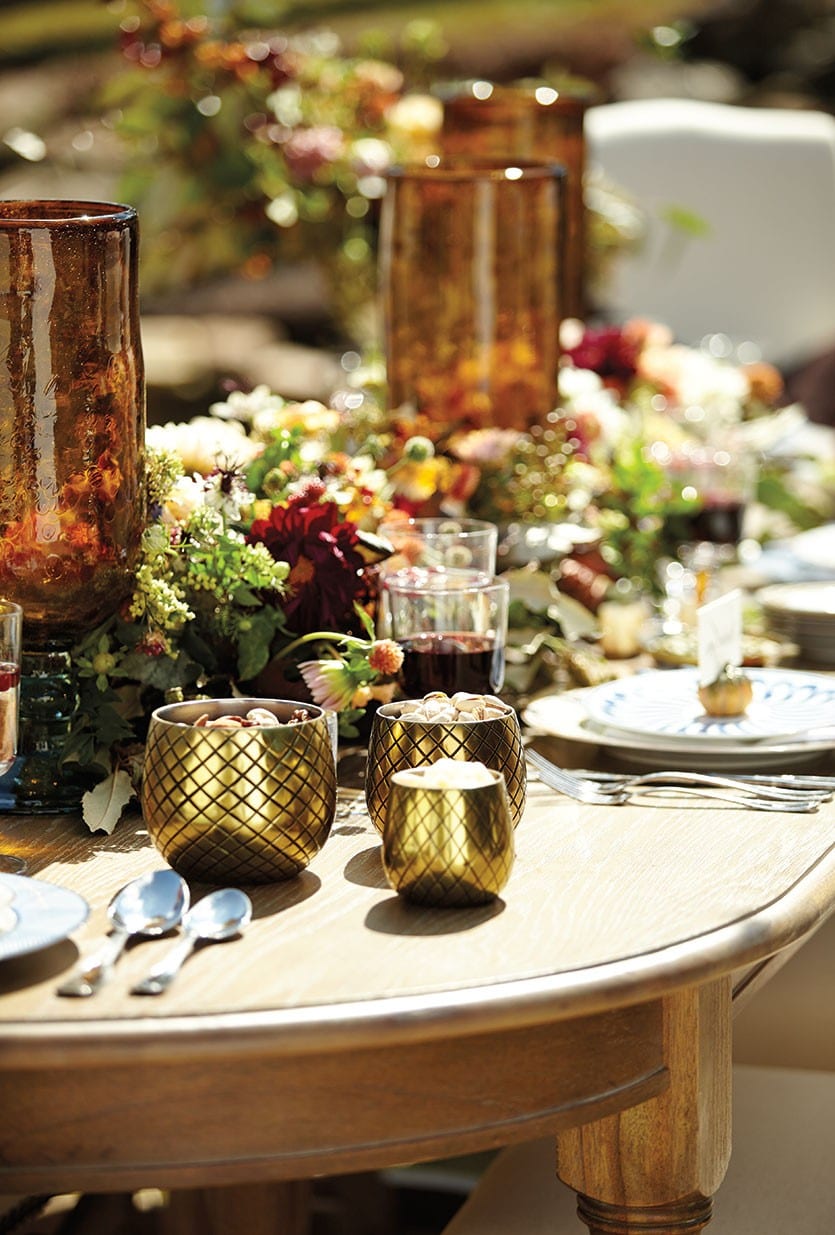 A Thanksgiving table setting designed by Mandy Kellogg Rye