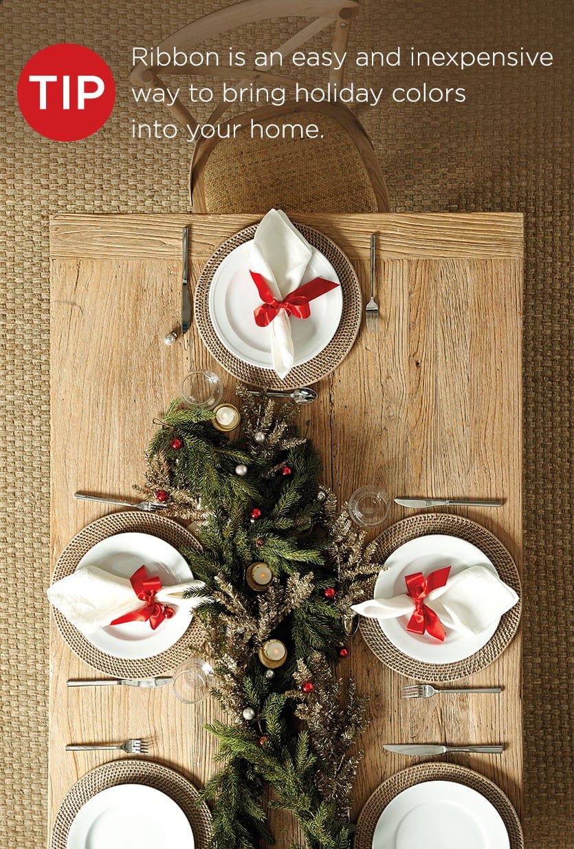 Use red ribbon to give your table a festive look