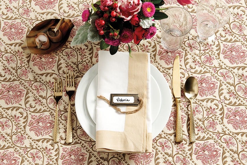 Adair table cloth with pink flowers