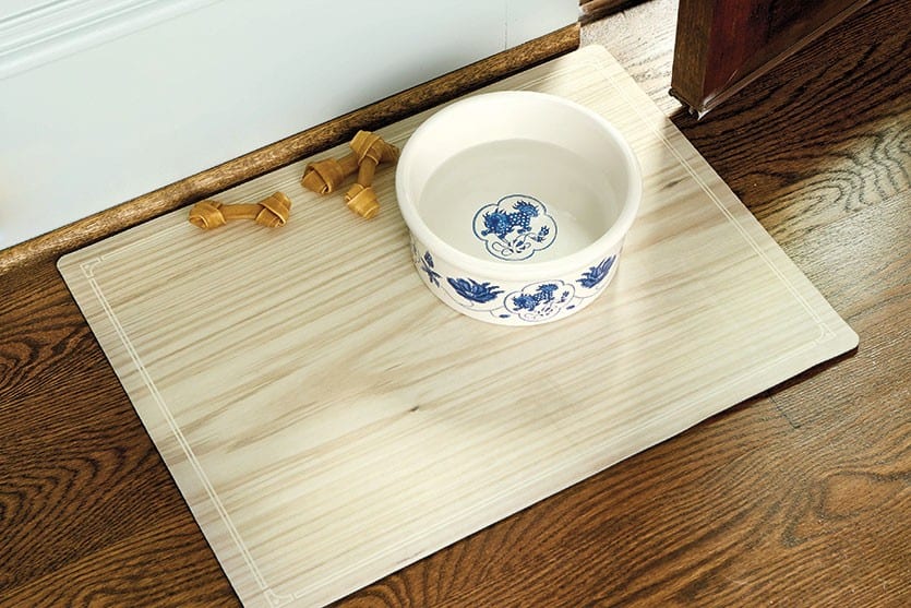 Blue and white pet bowl designed by Bunny Williams