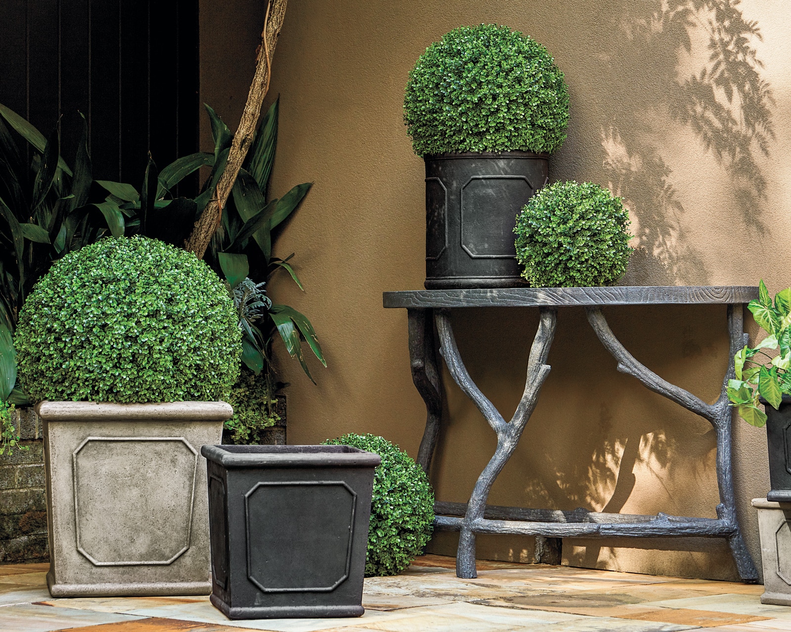 Outdoor planters by Bunny Williams and Ballard Designs