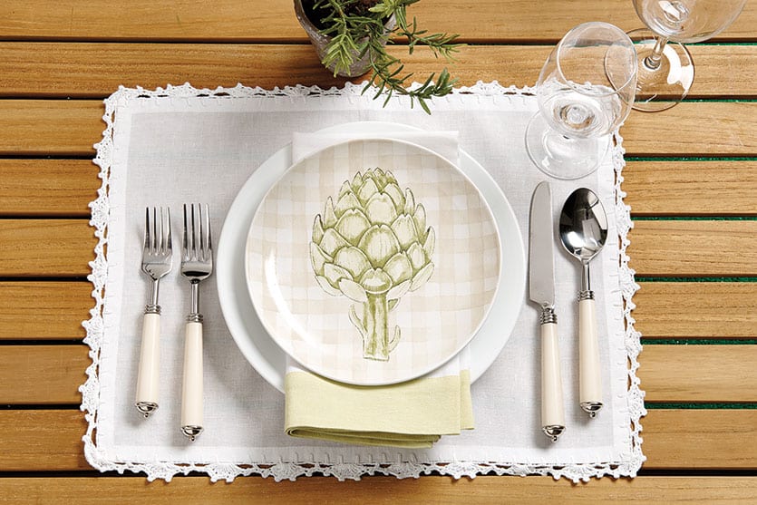 Artichoke accent plates in fresh spring green