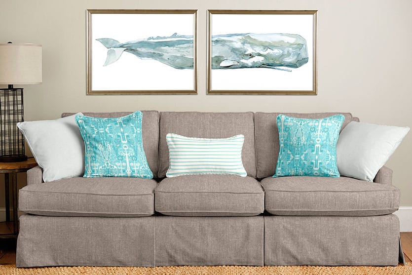 Teal pillows with coastal feel