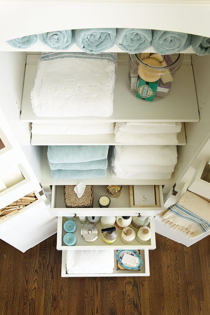 Door shelves are great for small linen closet items