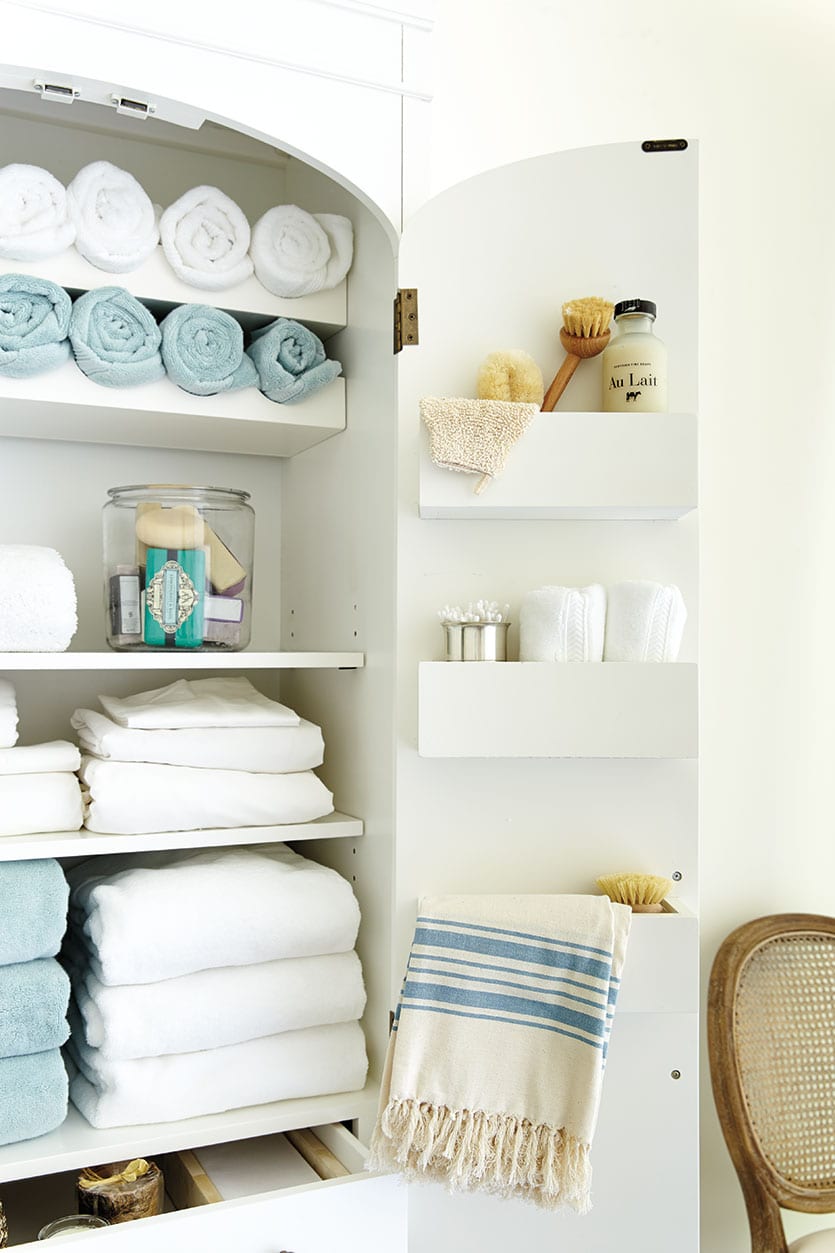 Door shelves are great for small linen closet items