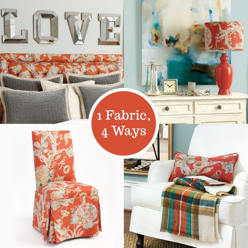 Rayna coral fabric, used 4 different ways