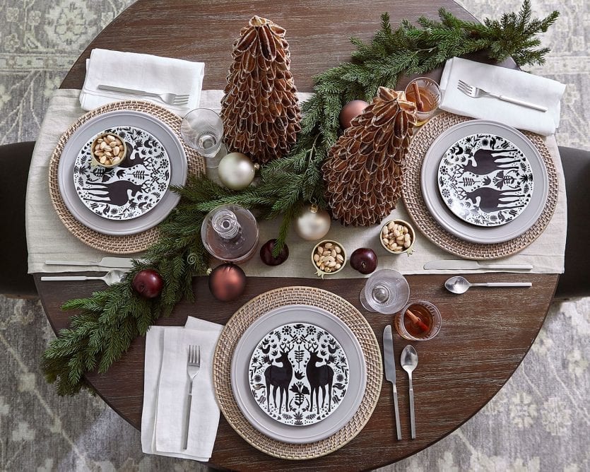 Christmas dining tabletop with ornaments