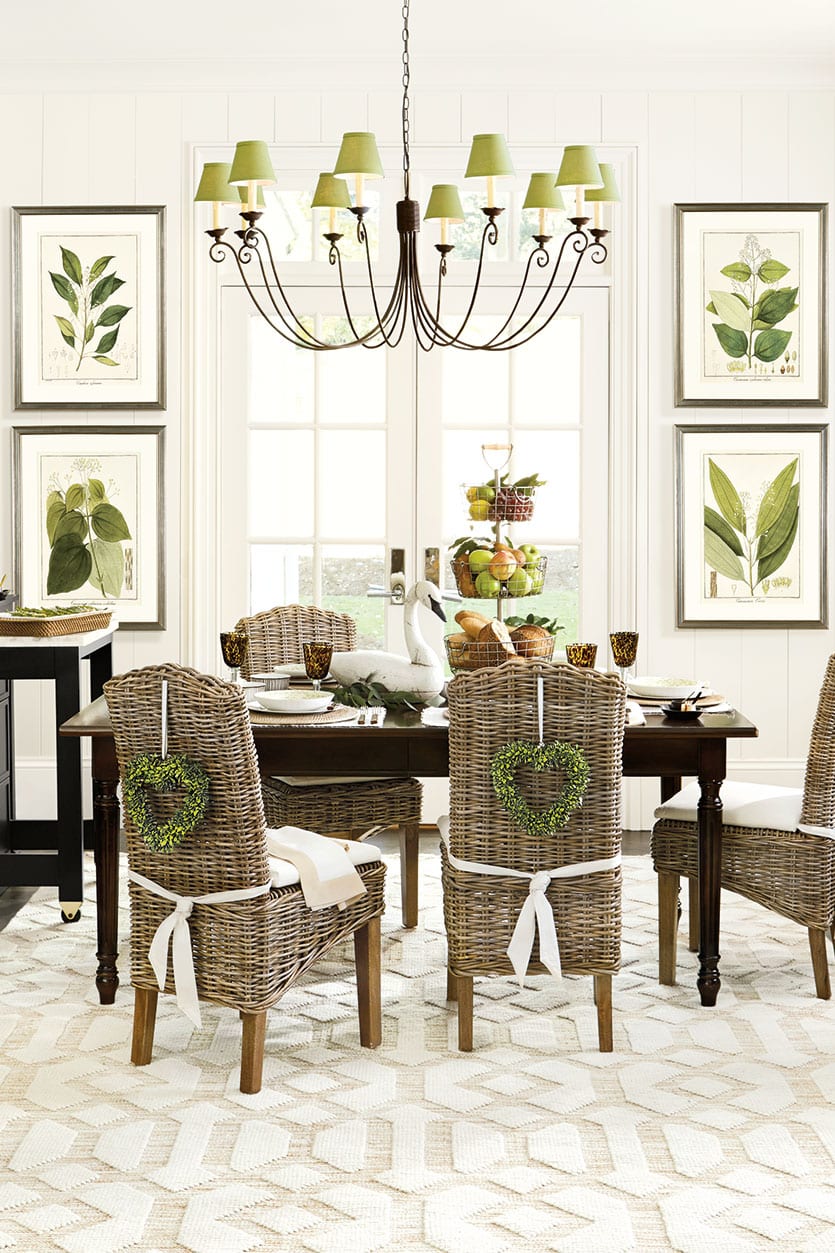 Dining room with spring green accents