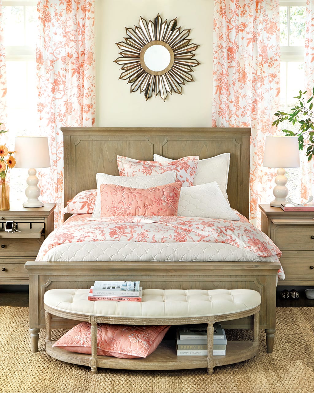 Use the same fabric on the bedding and the drapery panels