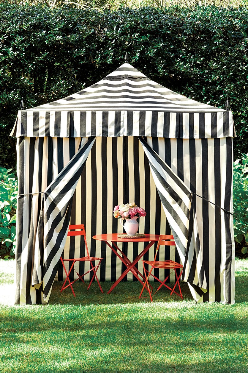 Black and white striped party cabana