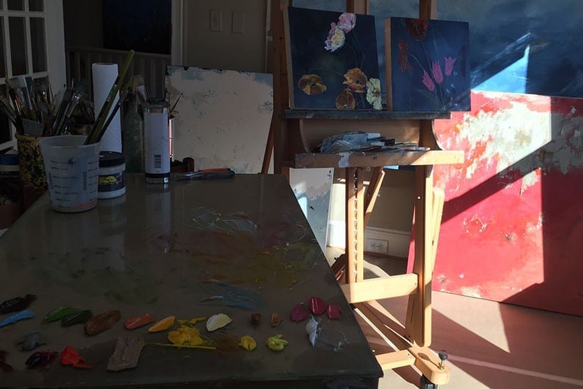 Marlise Newman's painting in her art studio