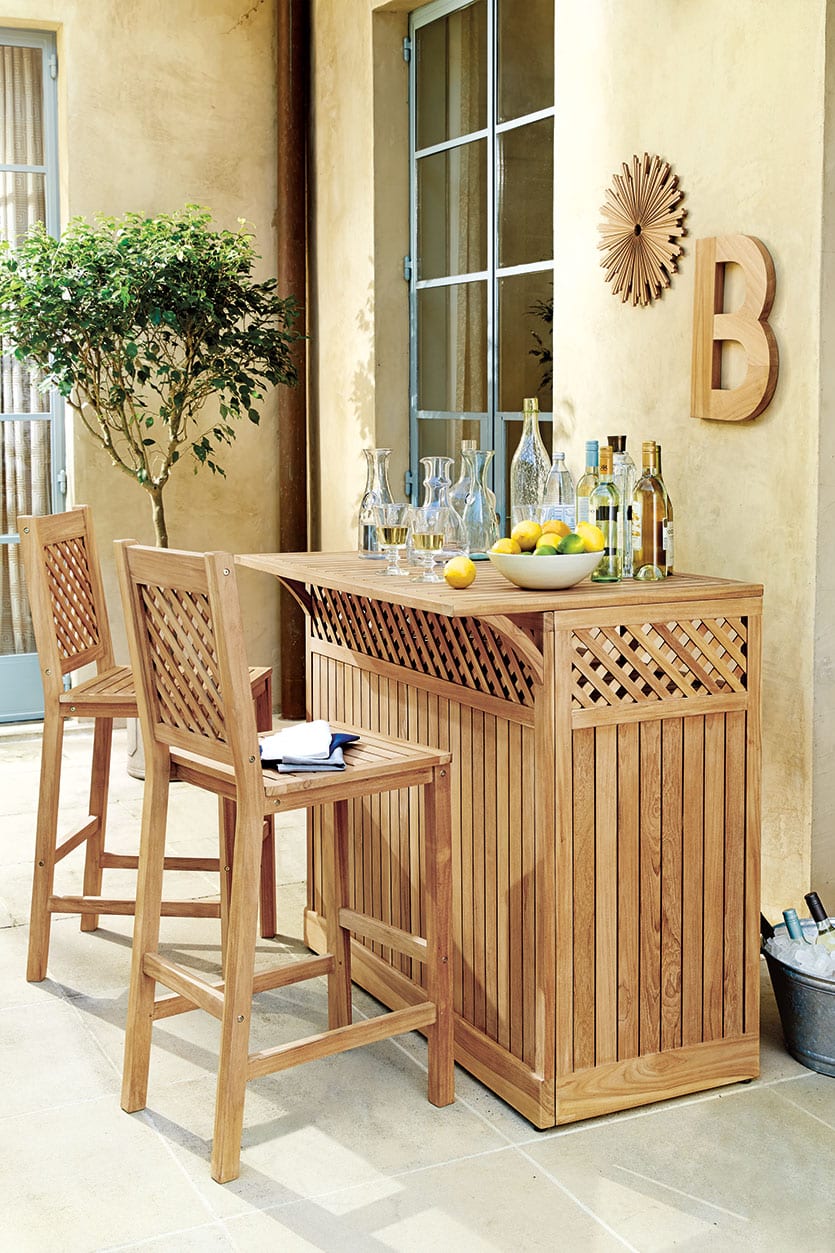 Teak outdoor bar from Ballard Designs