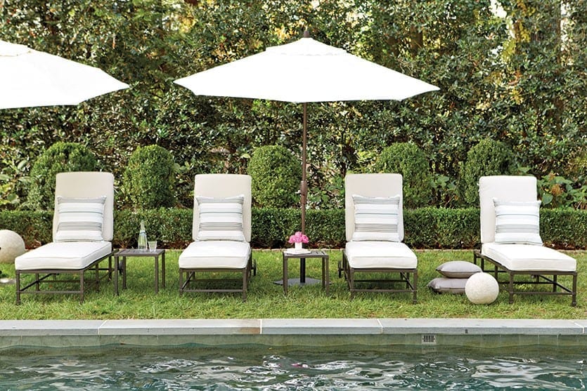 Chaise lounges beside pool