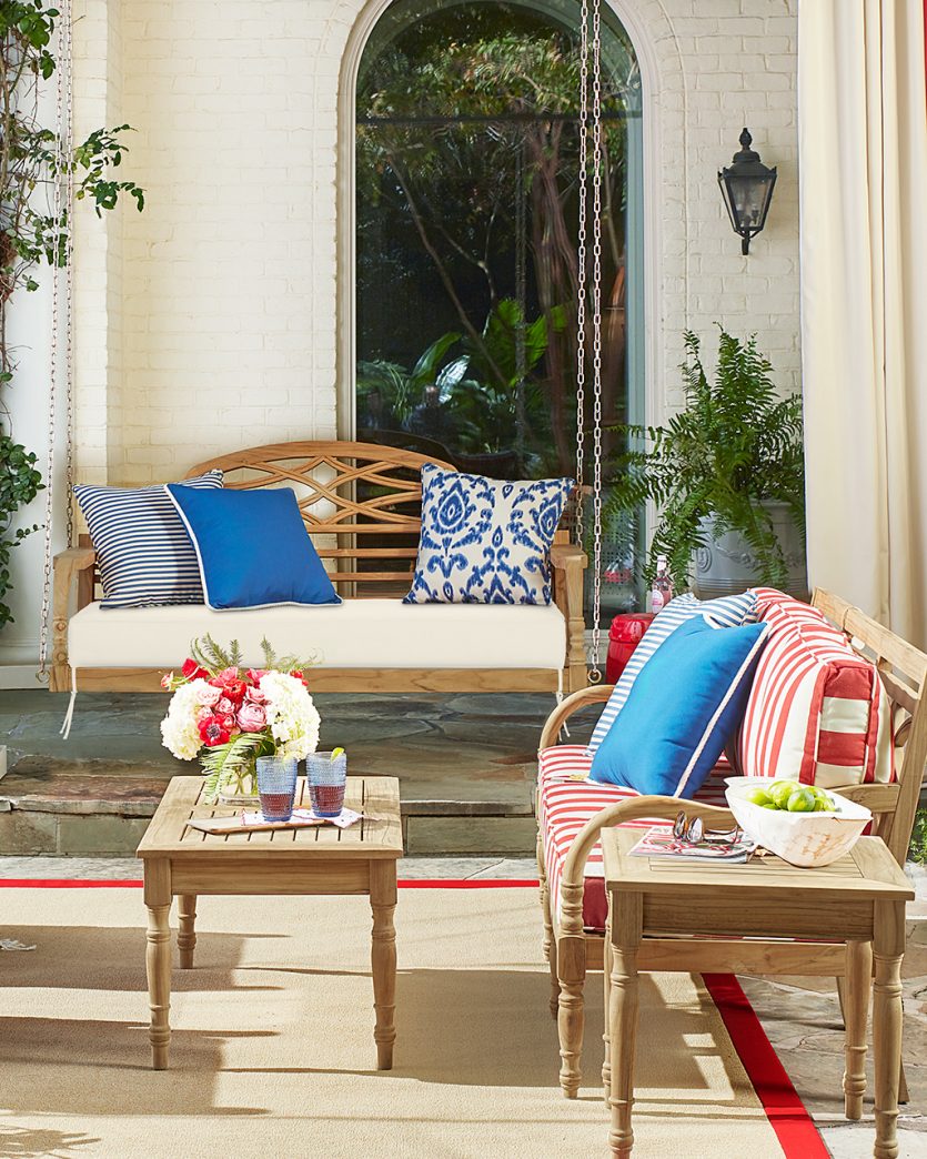 Ceylon teak porch swing from Ballard Designs