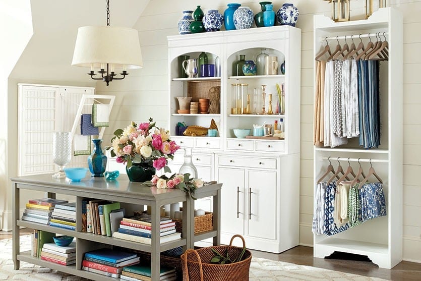 Craft room with entertaining essentials, designed by Eddie Ross for Ballard Designs catalog