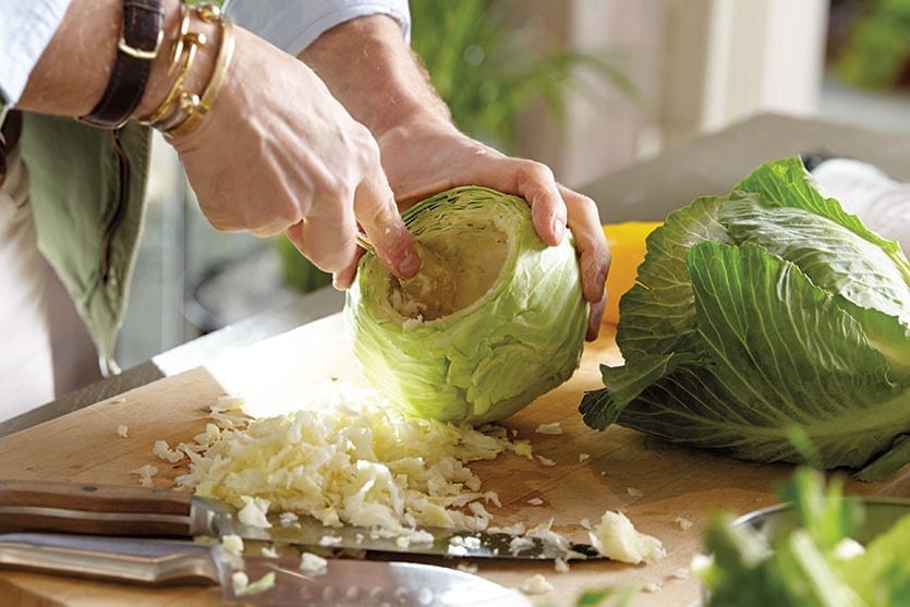 How to create a bowl from a cabbage by hollowing out the inside