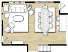 Layout idea for open concept floor plan