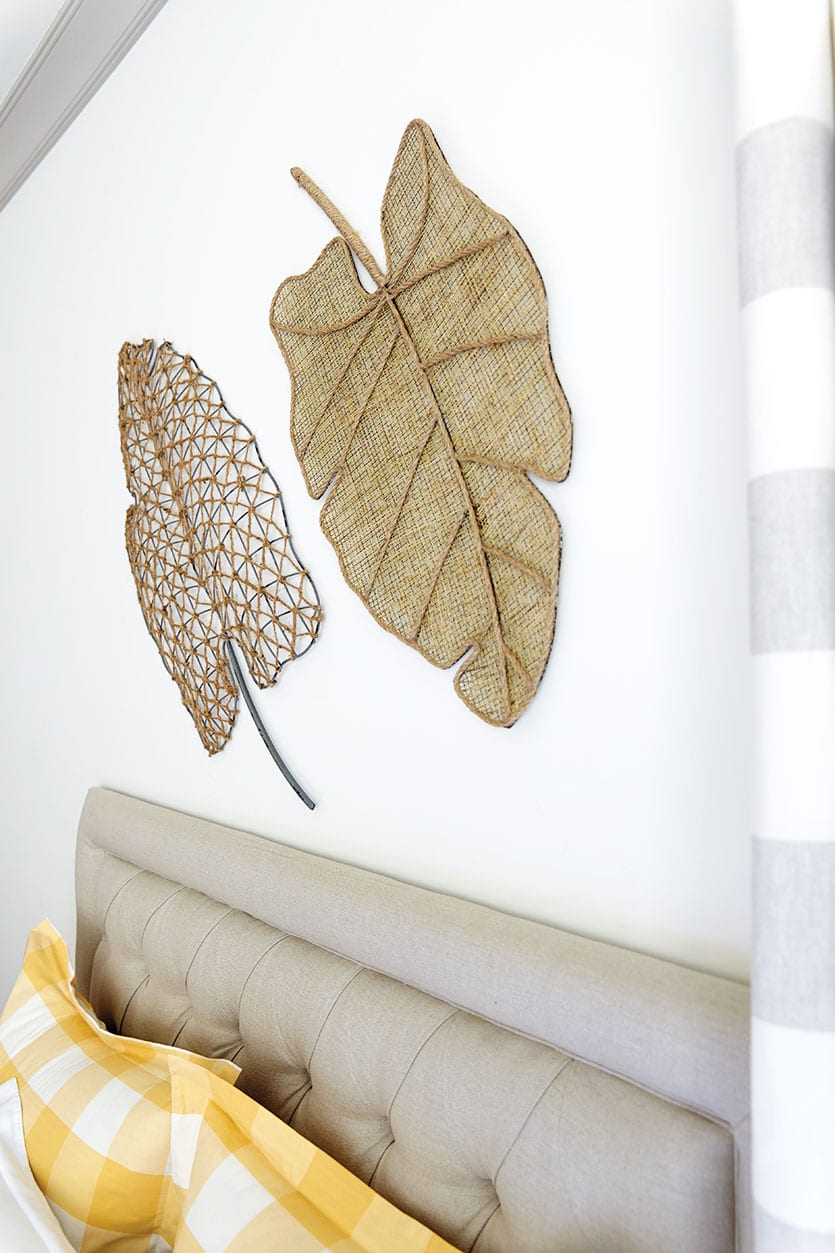 Jute wrapped metal leaves have tons of texture and a tropical feel