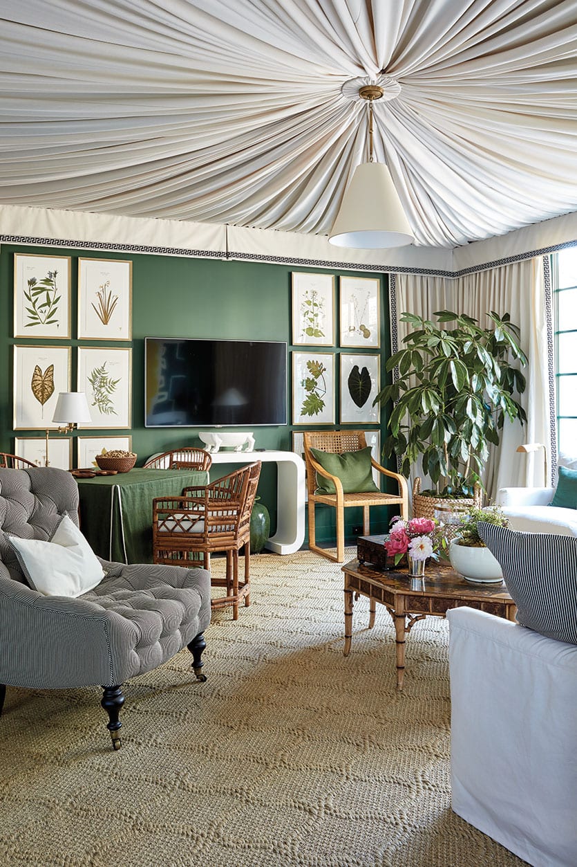 Bill Ingram's tented family room in the 2016 Southern Living Idea House in Mt. Laurel, Alabama