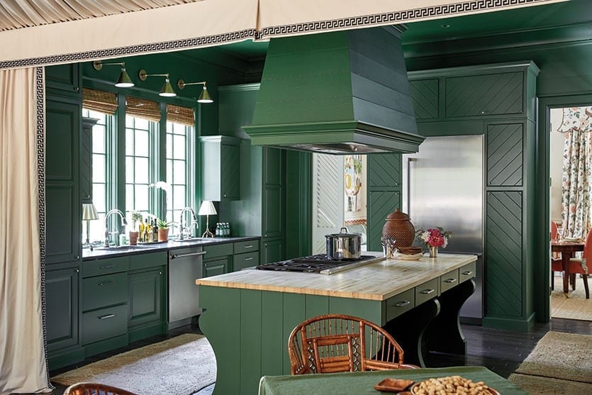 Bill Ingram's green kitchen in the 2016 Southern Living Idea House in Mt. Laurel, Alabama