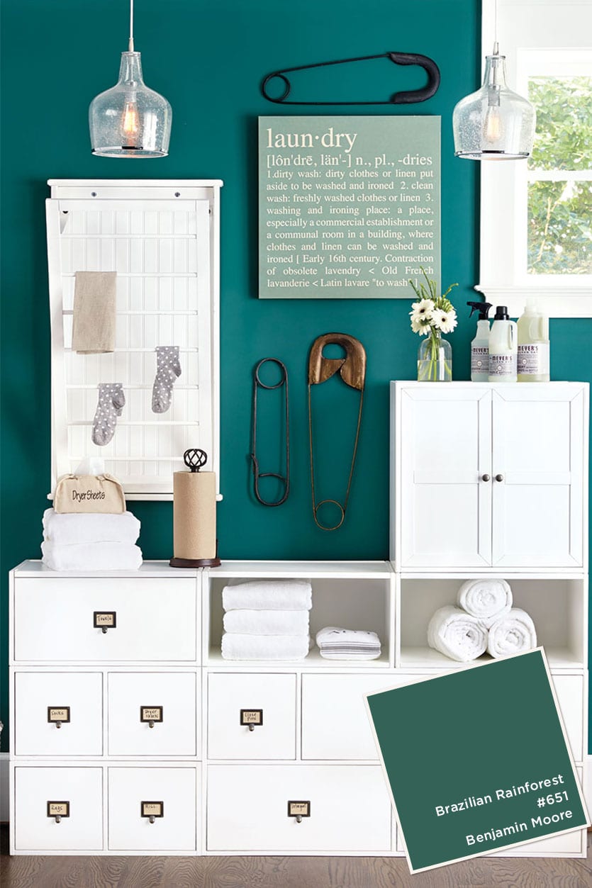 Benjamin Moore's Brazilian Rainforest wall color in Ballard Designs paint color