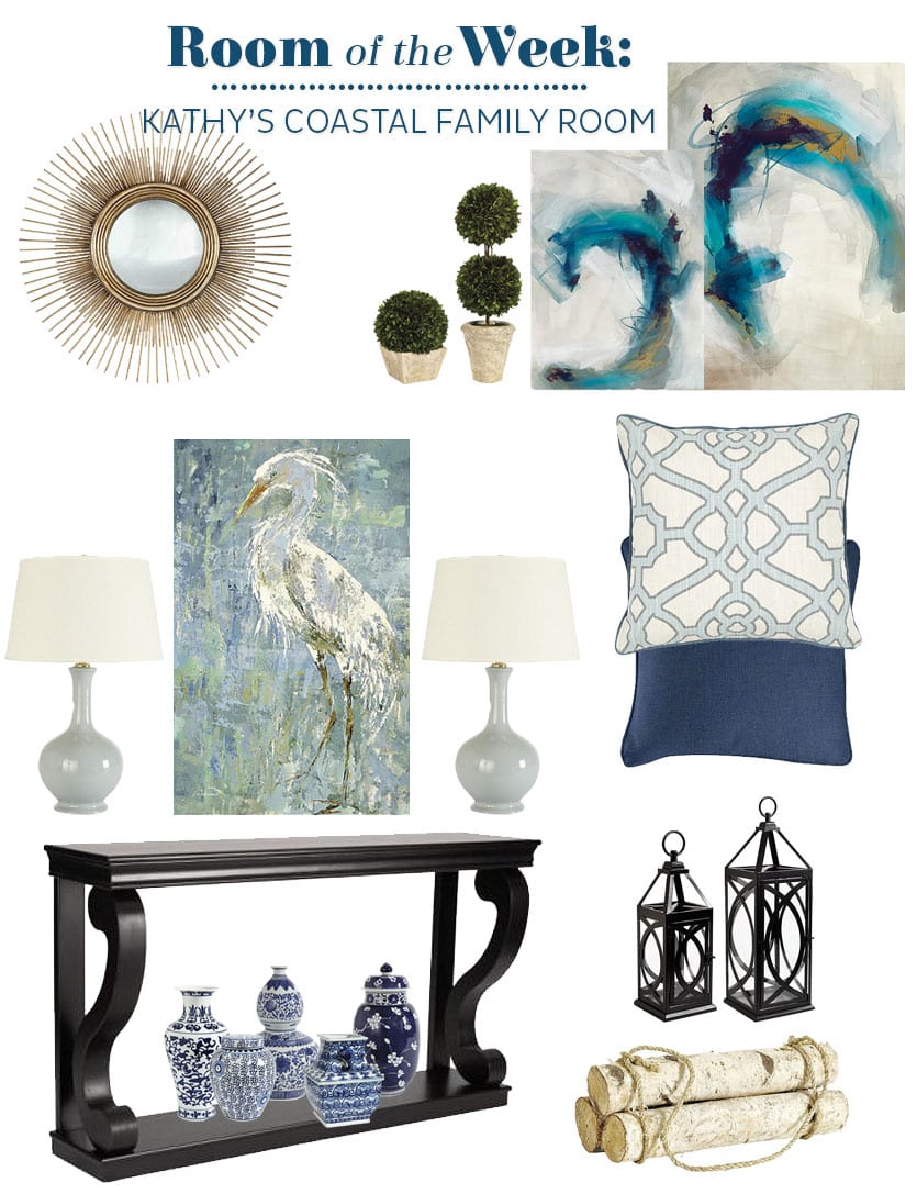 Adding the finishing touches to a coastal inspired family room