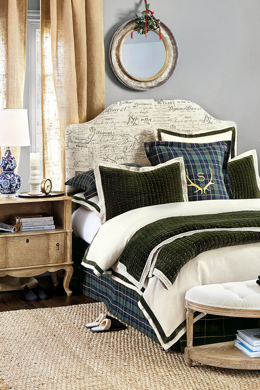 Add holiday cheer to your guest bedroom with plaid shams 