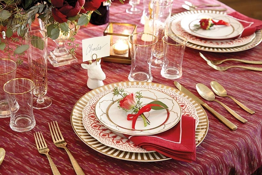 Festive Christmas table top and place setting