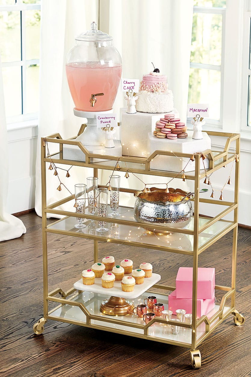 Use a bar cart for desserts or appetizers