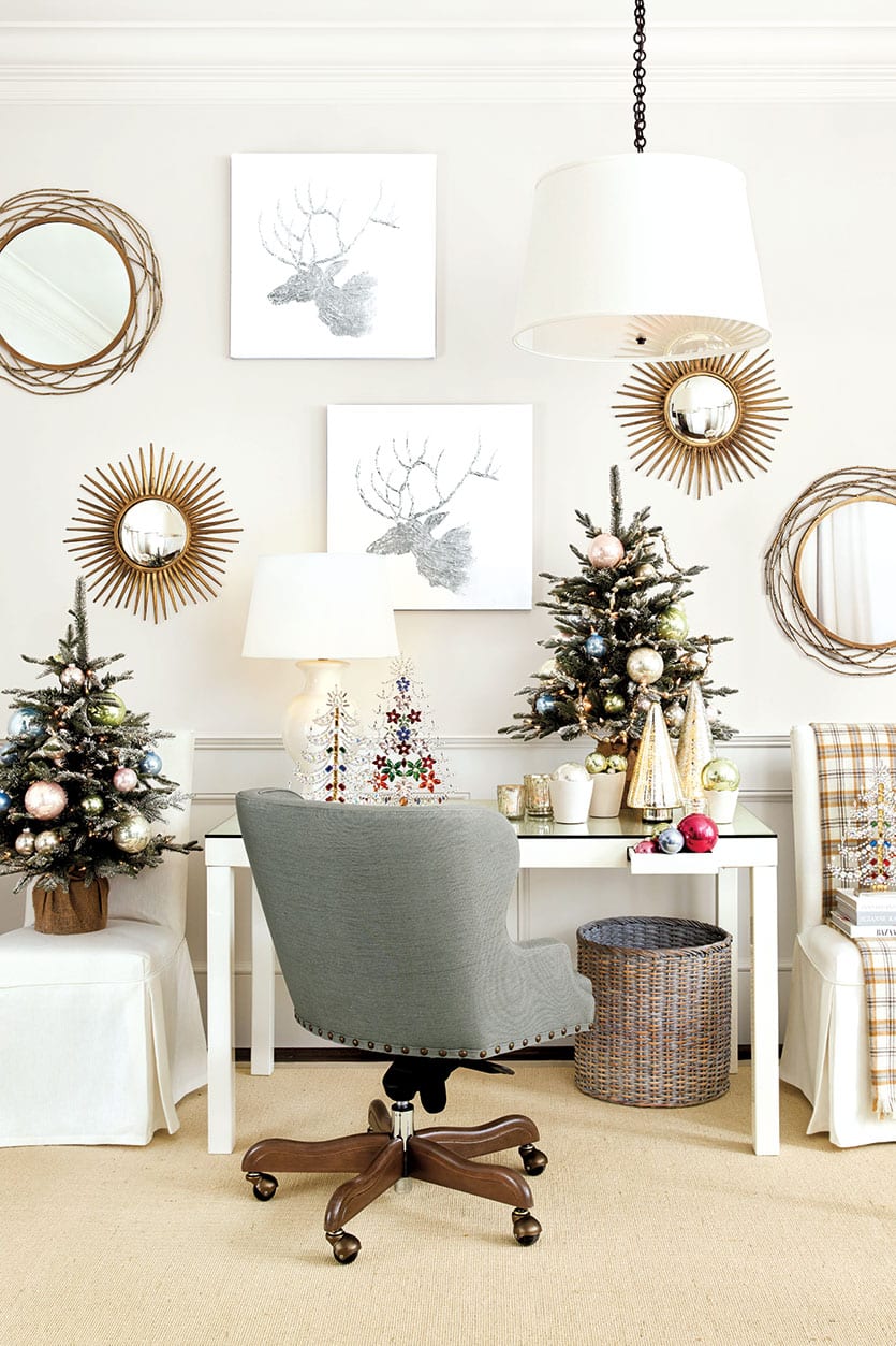 Add festive cheer to every room in your house with mini Christmas trees