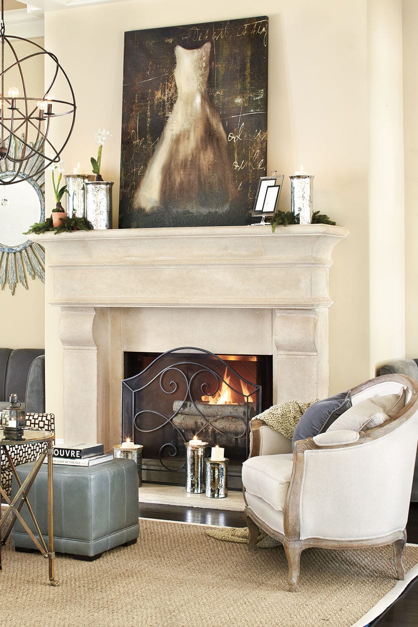 Simple holiday greenery on your fireplace mantel