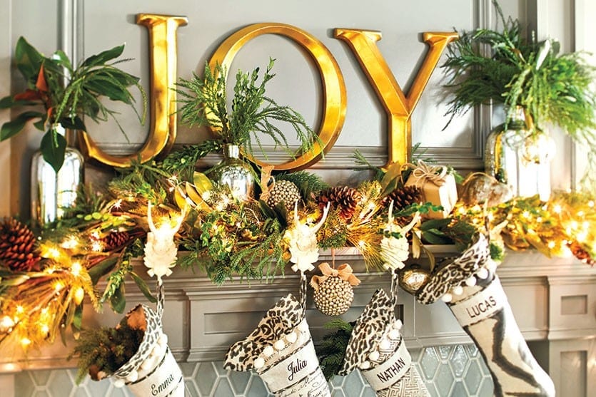 Gold letters make the perfect statement on a holiday mantel