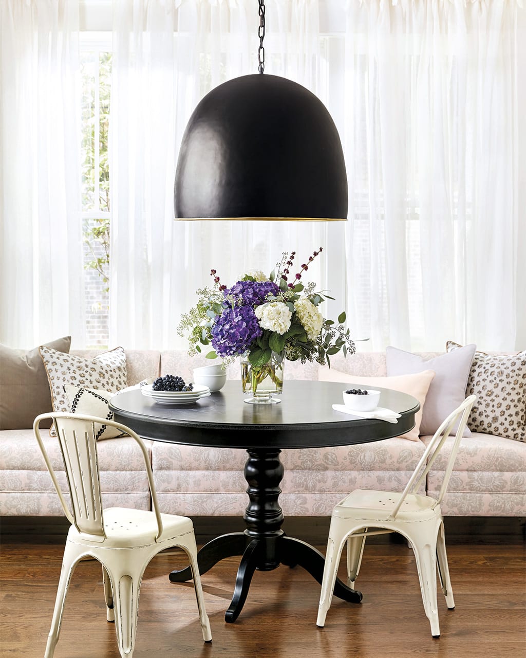 Ballard Designs overscale black dome pendant