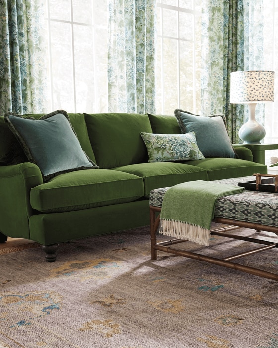 Green sofa fabric