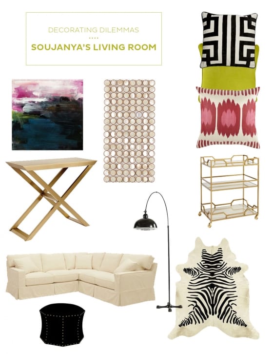 Helping Soujanya add eclectic accents to her modern living room