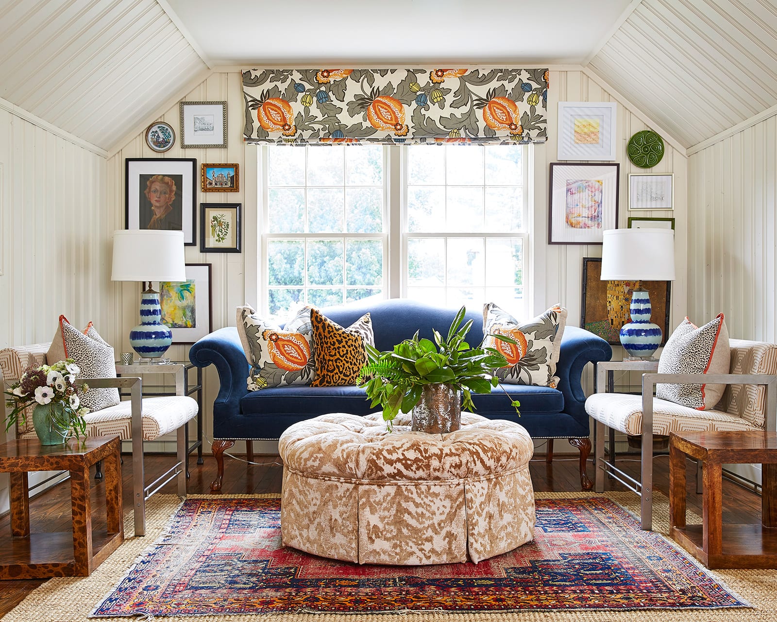 The upstairs landing in interior designer Maggie Griffin's brick bungalow