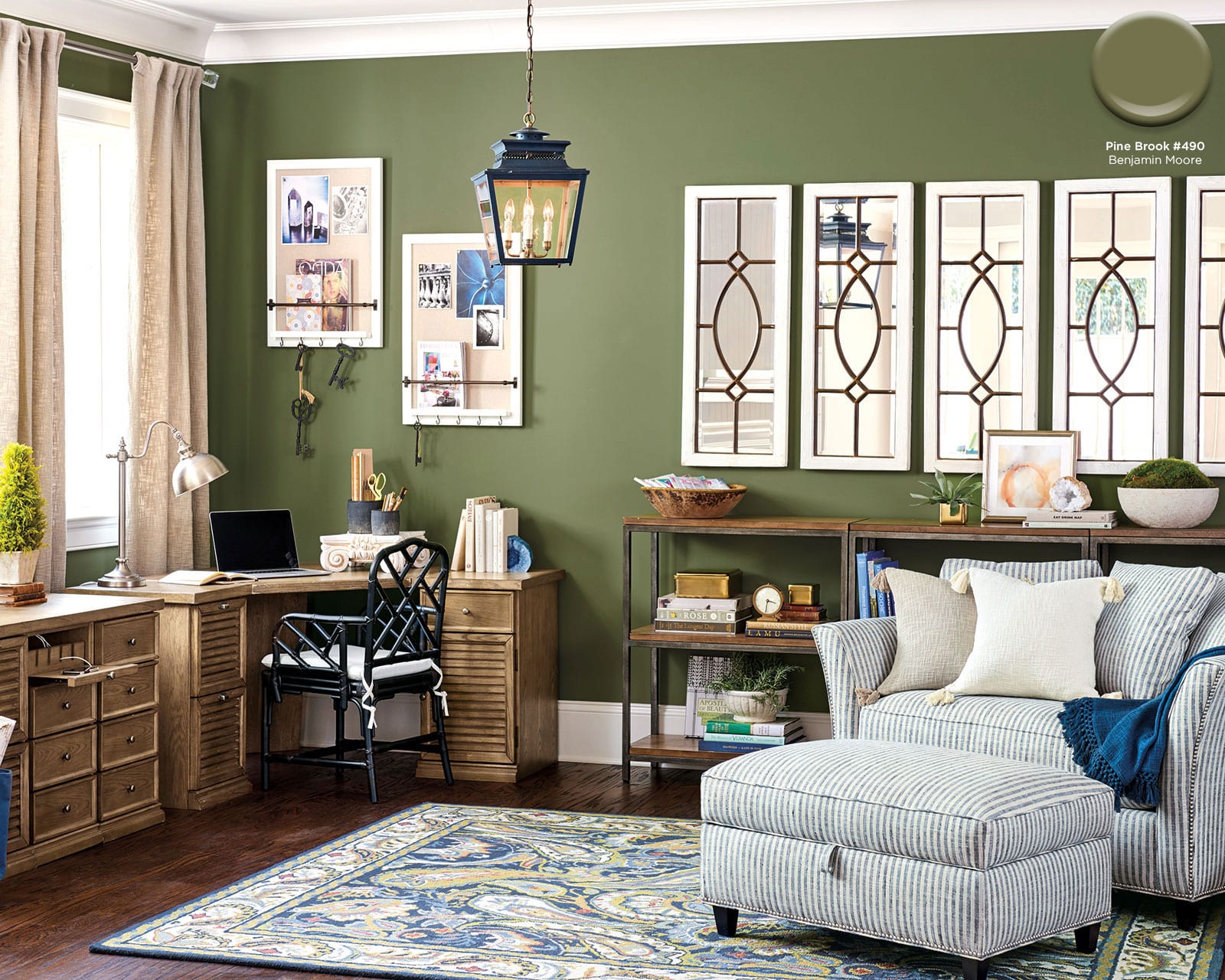 Benjamin Moore's Pine Brook paint color in Ballard Designs catalog