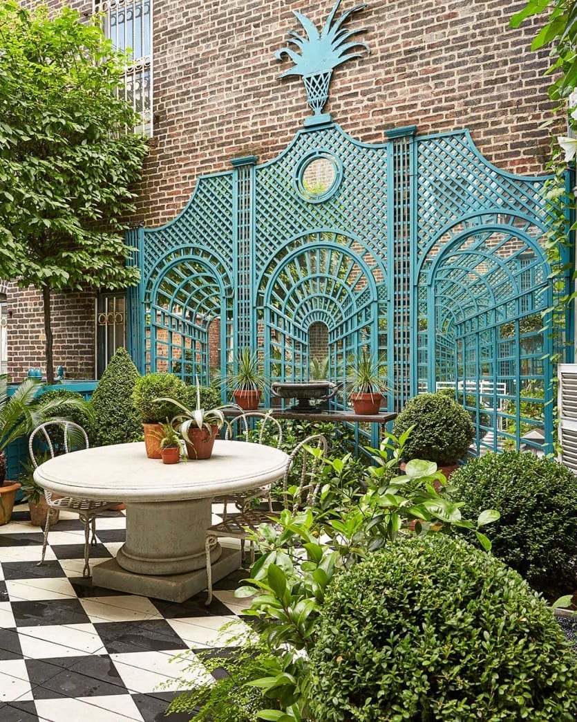 The terrace of Miles Redd's New York townhouse