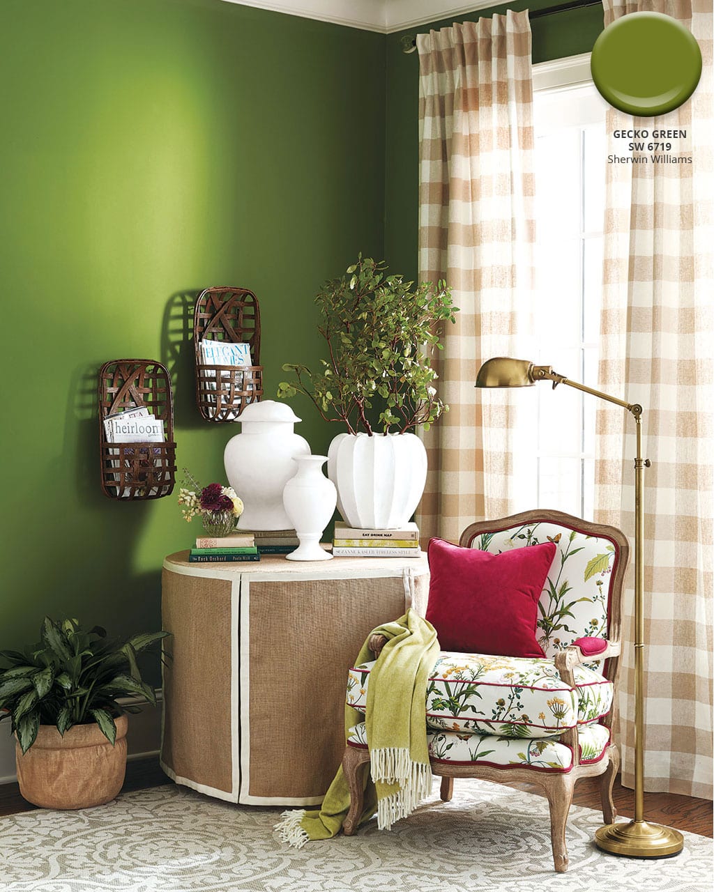 Sherwin Williams' Gecko Green paint color in Ballard Designs catalog