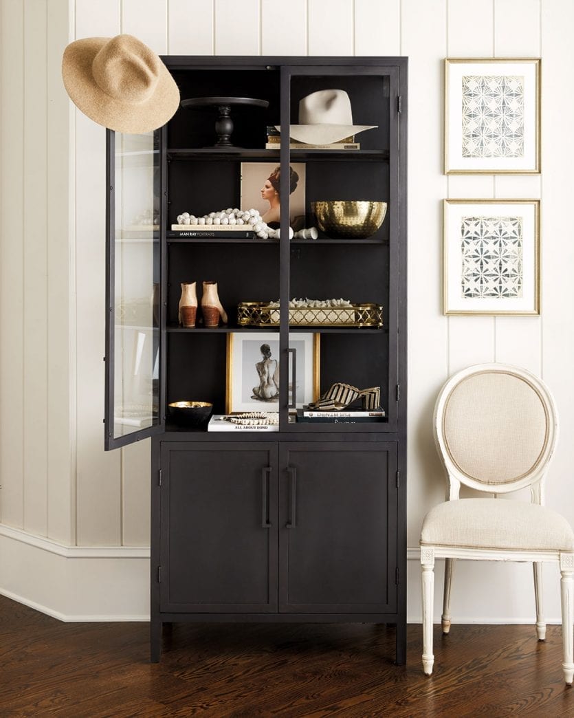 Display your hat collection in a glass-front cabinet to bring style and personality to your room | Ballard Designs